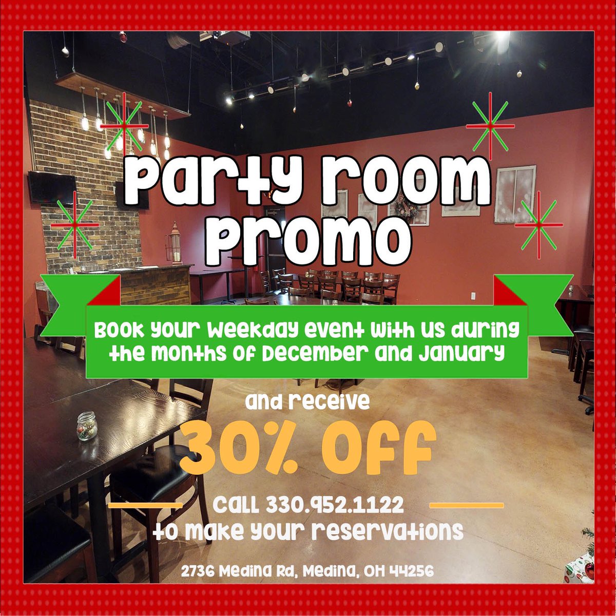 111Bistro's tweet photo. Are you looking for somewhere to host your Holiday Party? Book your Weekday event with us, during the months of December and January, and get 30% Off! Visit the catering section of our website for further details. https://t.co/bH0mtSH2BI *Restrictions Apply* #111Bistro https://t.co/hnQgrU7FyE