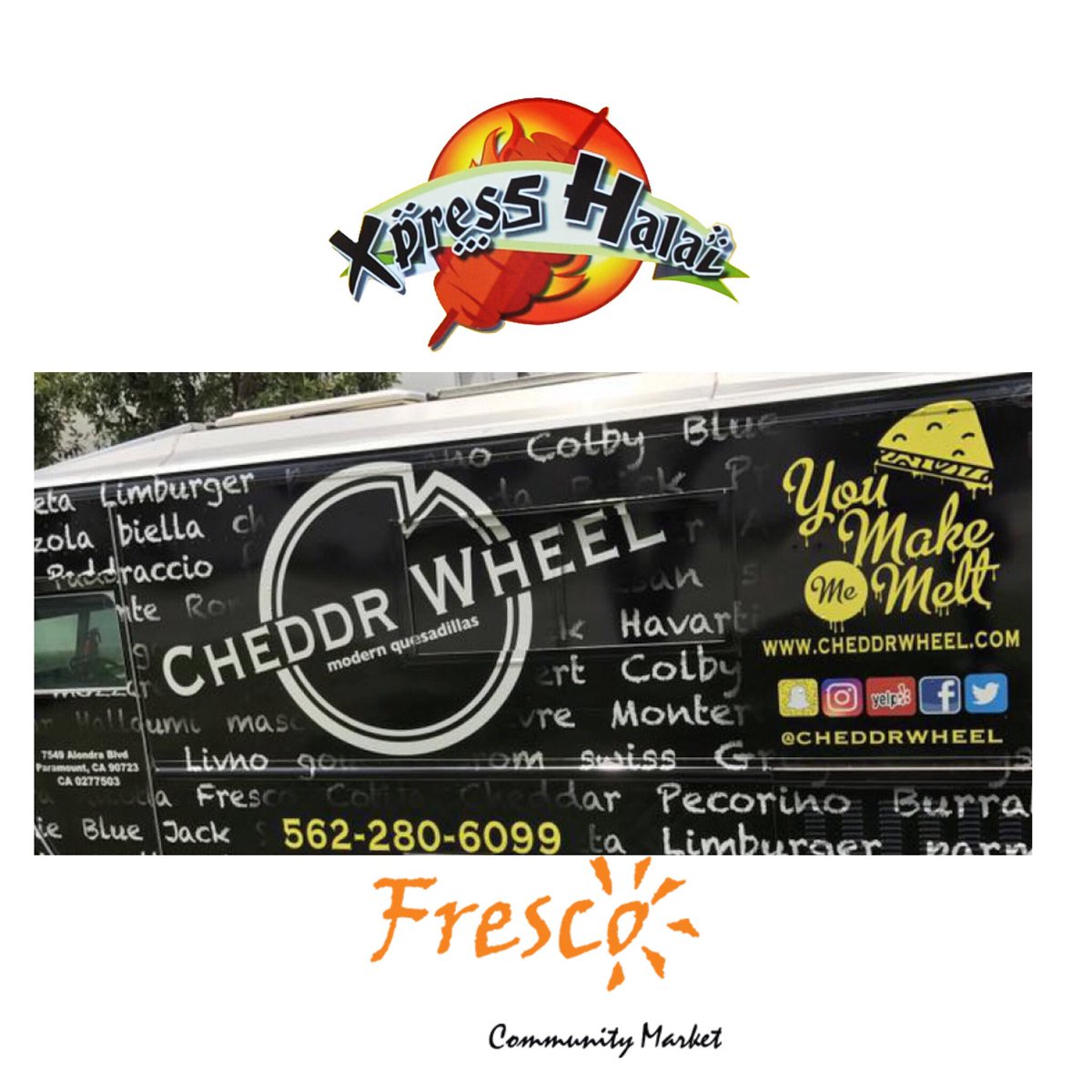 #munchiemonday #foodtruck here @frescocommunity with
<a href="/cheddrWheel/">cheddr wheel</a> 
<a href="/XpressHalal/">xpress halal</a> 
4:30-8:30pm 

#thanksgivingweek #notcooking #frescocommunitymarket