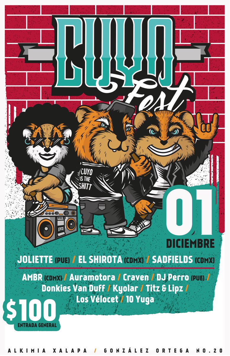 toronegrop's tweet photo. ¡💥Cuyo Fest 6a. Edición💥!

¡El festival musical más fresco de #Xalapa regresa este otoño! Sábado 1 de Diciembre @ #AlkimiaXalapa! 🎸⚡️

➡️Boletos ya disponibles en @boletopolis: https://t.co/0JJYpDrNqy || $100 MXN (Próximamente en físico)🎫
➡️Full info: https://t.co/DFtXUcqao6 https://t.co/nxQC6BNo42