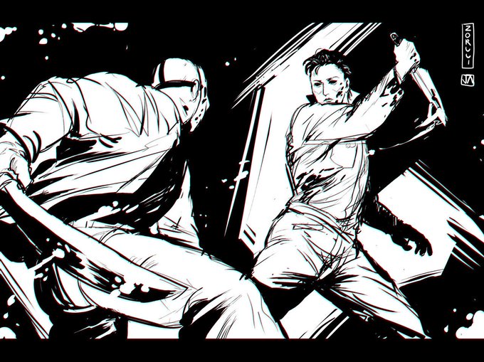 Got a suggestion from someone on my insta to draw some Michael and Jason brawling ?? #JasonVoorhees #MichaelMyers 
