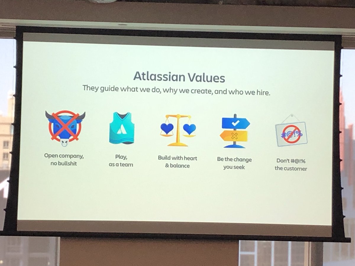AdrianDeLuca76's tweet photo. I love the raw honesty of the @Atlassian values #AWSTechShift https://t.co/wHBKkNSIeB