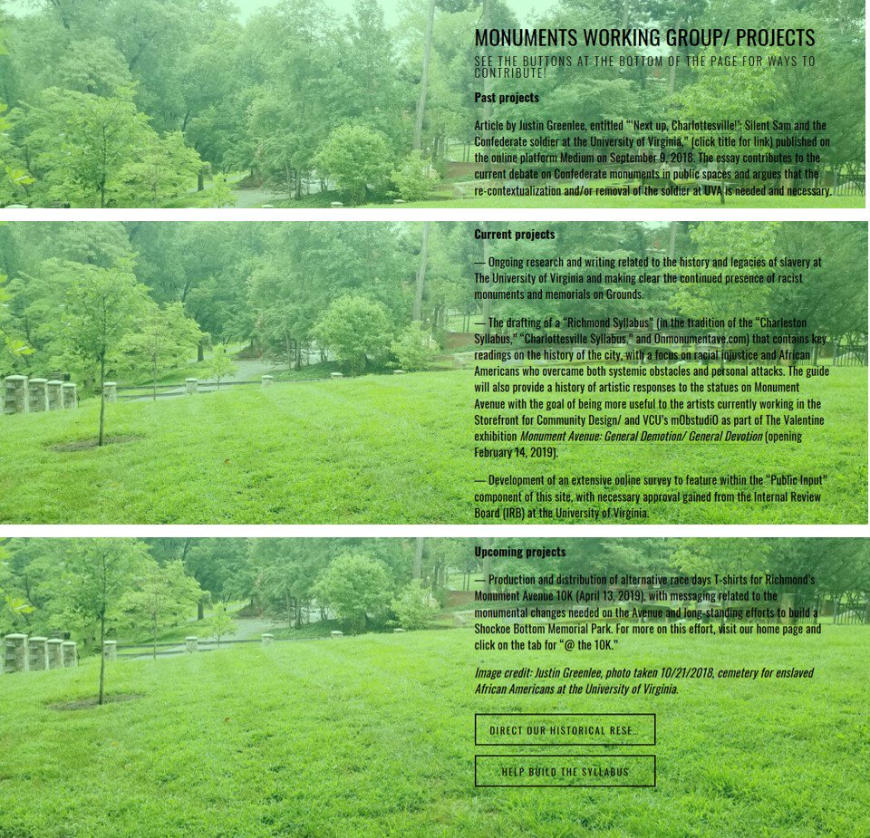 justingreenlee_'s tweet image. 1/2 THREAD Images of the new Monuments Working Group website @UVA @UVa_IHGC monumentsworkinggroup.com #TruthfulHistoryHeals #designasprotest #monuments #morethanmonuments #twitterstorian
