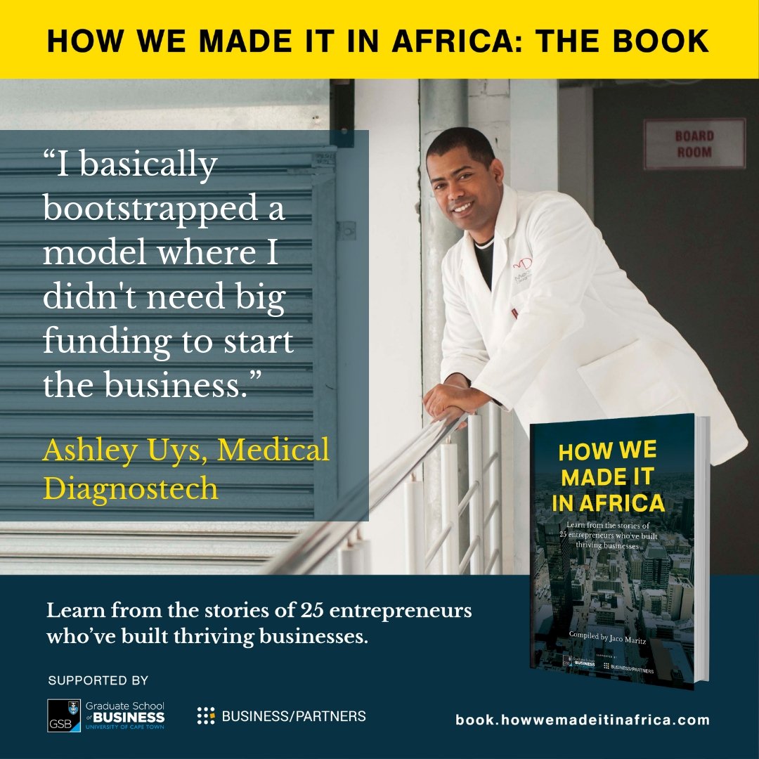 South African entrepreneur Ashley Uys (<a href="/AshleyTUys/">Ashley Uys</a>) built a successful healthcare business with very little start-up capital. Learn how he did it in HOW WE MADE IT IN AFRICA: THE BOOK. Available here: book.howwemadeitinafrica.com   Supported by <a href="/UCTGSB/">UCT Graduate School of Business</a> &amp; <a href="/BizPartnersLtd/">🔶 The Entrepreneur’s Financier</a> #HWMIIAbook