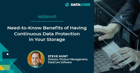 DataCore's tweet image. Discover how threats like #malware, #ransomware &amp;amp; #datacorruption can have no significant effect on #IT operations with a data protection plan. Join this webinar!  bit.ly/2qLweD4  #ITstrategy #ITwebinar #SDS #ITbusinesscontinuity #dataprotection #continousdataprotection