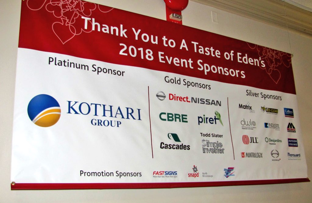 EdenFood4Change's tweet photo. We’d again like to SHOUT OUT & THANK our amazing sponsors this year for helping us surpass our goal at #TasteofEden
@Kothari_Group @CascadesDD #piret #DWL @JLL @Mantralogix
@DirectNissan1 @CBRE @SimpleInvestor @Matrix_360inc @BeeCleanCanada https://t.co/f0vgZuxK0l