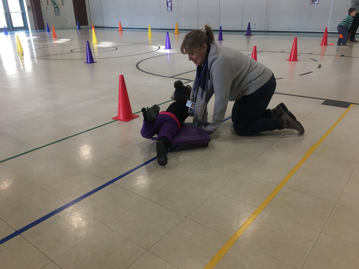 FCPSAdaptedPE's tweet photo. Happened upon Glade ES PreK class working on their #YoungAthletesProgram skills. Balance, jumping, peer modeling, scootwr skills. @SpOlympicsMD @Mackywacky93 https://t.co/LjrGTAkMGd