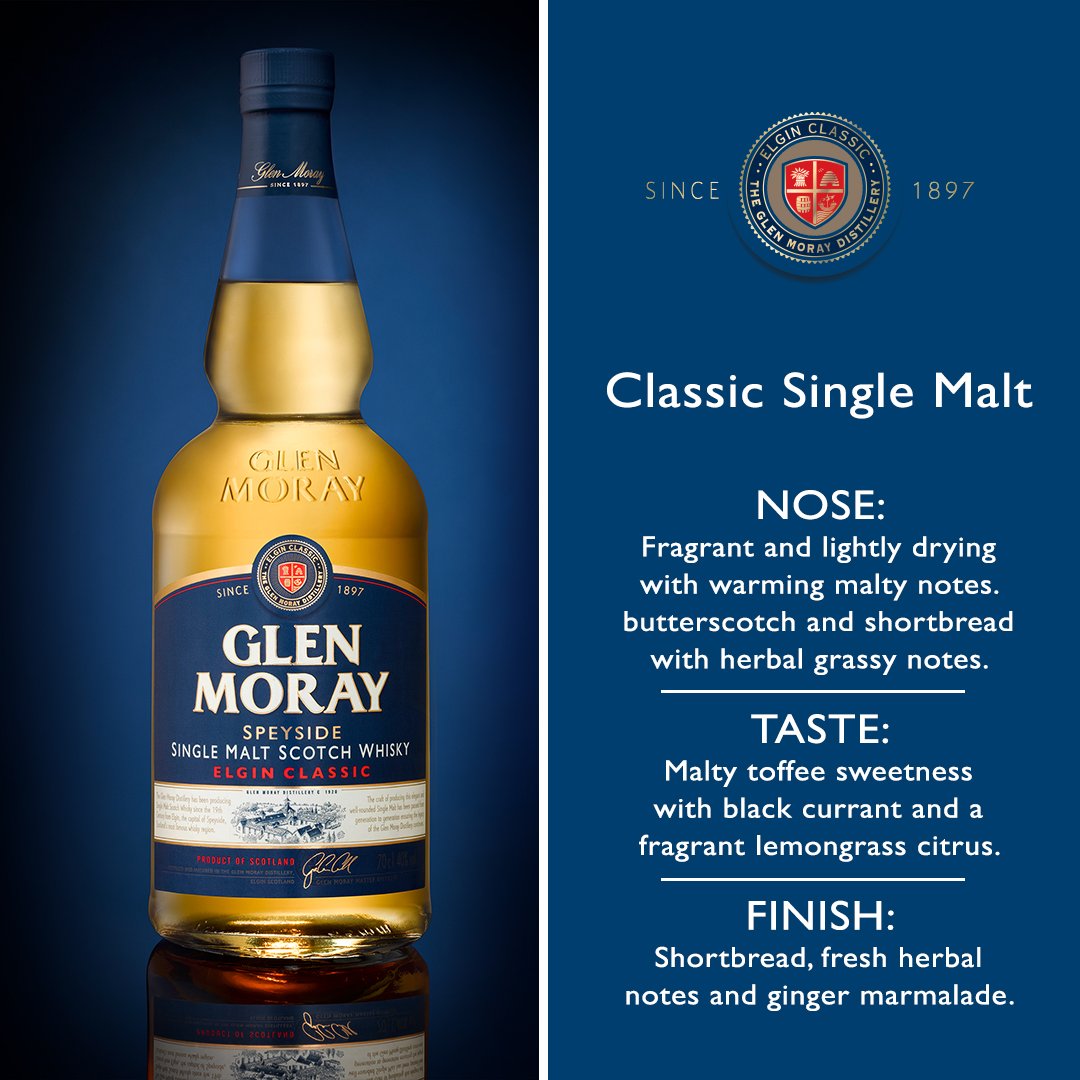 GlenMorayUSA's tweet photo. Our signature Elgin Classic Single Malt is aged for an average of 7 years in entirely ex-bourbon casks, which results in a smooth, easy-drinking experience. 🥃👌
#ShareGlenMoray #SingleMaltWhisky #Whisky #ScotchWhisky #KnowYourWhisky https://t.co/vA5MlXUjUs
