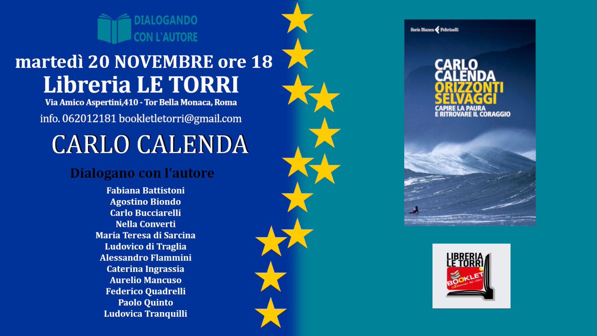 AlexFlammini's tweet photo. Domani 20 novembre alle 18 con @CarloCalenda per parlare di #Europa e del suo nuovo libro #orizzontiselvaggi 🌊 🏄‍♂️ a Tor Bella Monaca https://t.co/SBfeP9TCkB