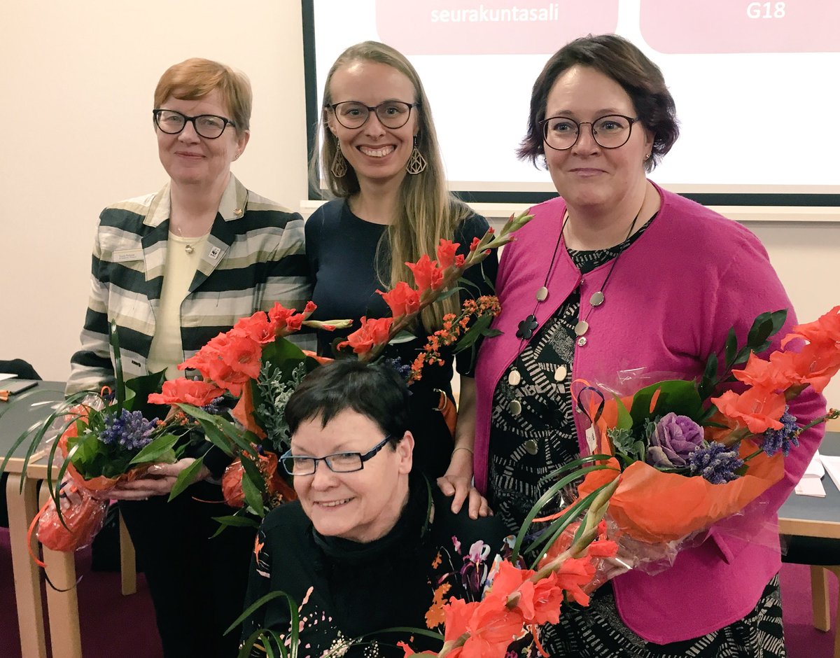 TerhiHeinila's tweet photo. Huippua! 💪💪Naisjärjestöjen Keskusliiton hallituksessa 2018-2021 pjna jatkaa @EvaBiaudet. Hallitukseen valittiin uudet upeat jäsenet: @eliseannica Moore, @marjapihnala Tuula Pohjola, Larissa Arminen
@MiB_ry @rusettiry @soroptimist @kokoomusnaiset #naisjärjestöt @AaltoUniversity https://t.co/ZytvBk3jXg