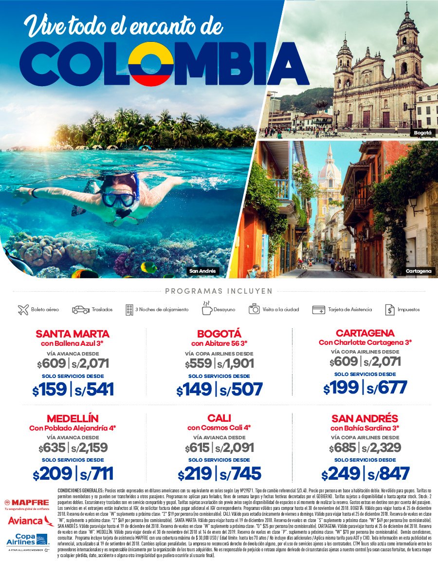 TravelSafePeru's tweet photo. 🇨🇴VIVE TODO EL ENCANTO DE COLOMBIA 🇨🇴
Escríbenos a 👇
📩Informes: reservas@travelsafe-peru.com
☎Central: 492-0058 / 📲 WhatsApp:+ 51 1 977160952
#Colombia #SantaMarta #Cali #Bogotá #SanAndrés #Cartagena #Medellín #TravelSafePerú #TSP #ViajaconTSP https://t.co/dV5v4C7L2b