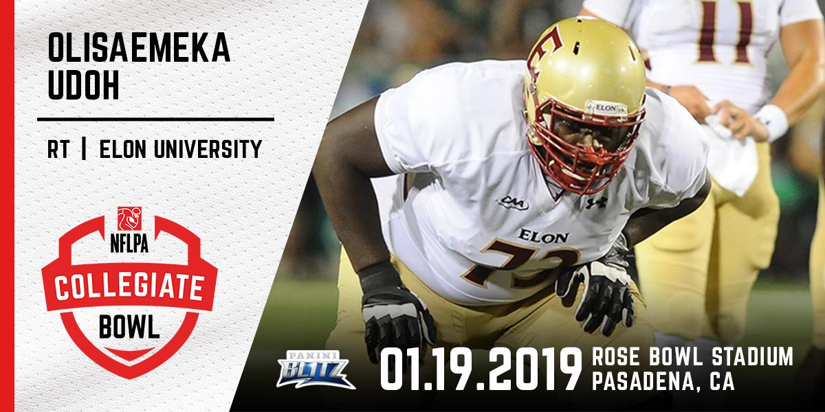 NFLPABowl's tweet photo. .@OliUdoh from @ElonFootball has accepted his #NFLPABowl invite. See you in California. https://t.co/zirU0PgTPG