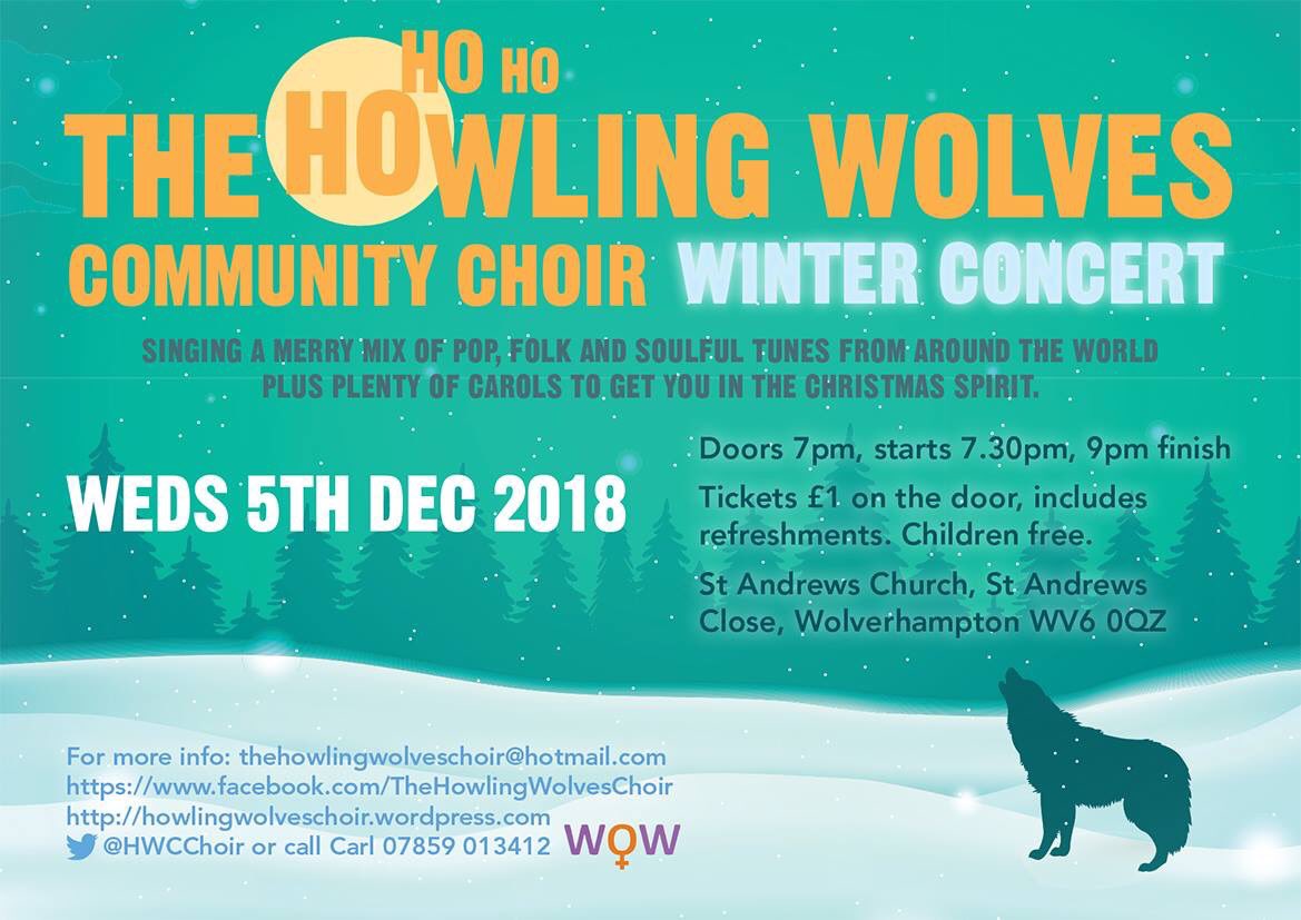 HWCChoir's tweet photo. Come along to our winter concert on 5th December in Wolverhampton https://t.co/kzmRlTN1Qr