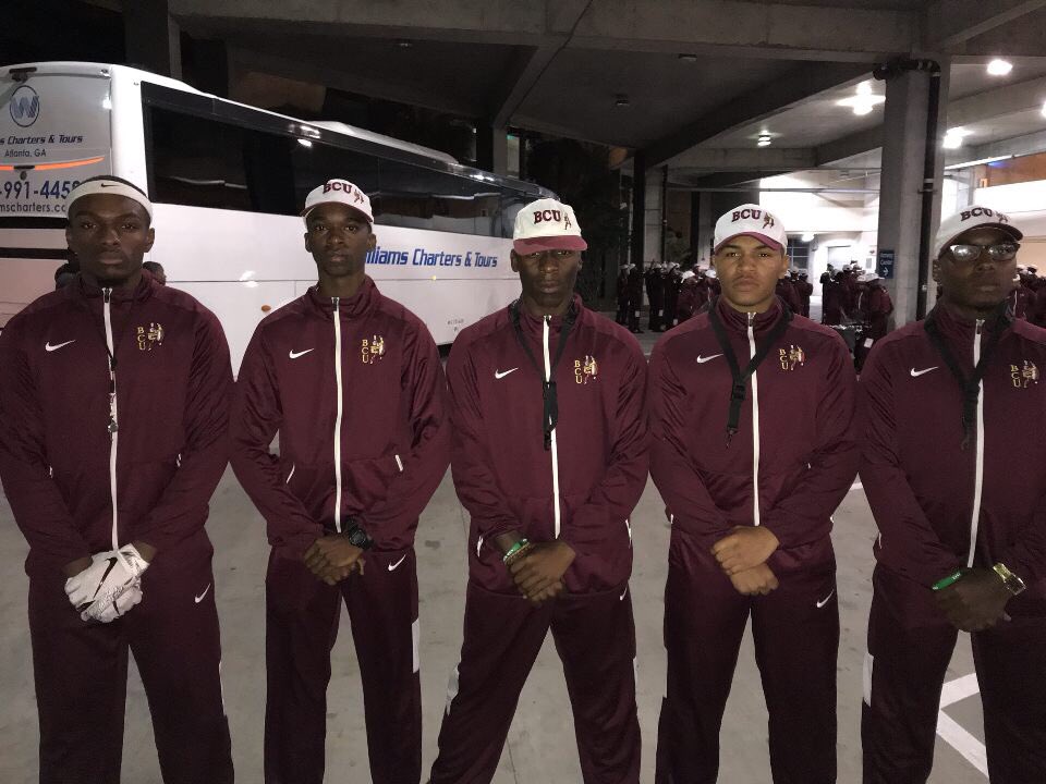 BCU_PBM's tweet photo. Brothers Of The Bethune-Cookman University Marching Band representing at the Florida Classic this past weekend #Thatsprogress #PBM #TheDapperChapter https://t.co/ThQAaT9qvC