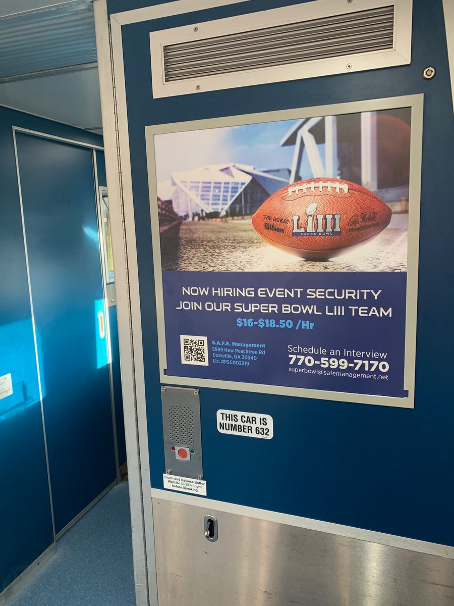 SAFE_SB's tweet photo. Look at what we spotted on the #Marta train during #RushHour. Only 75 days remain until #SBLIII! 

#Atlanta #MorningRushATL https://t.co/h1SRccsGbd