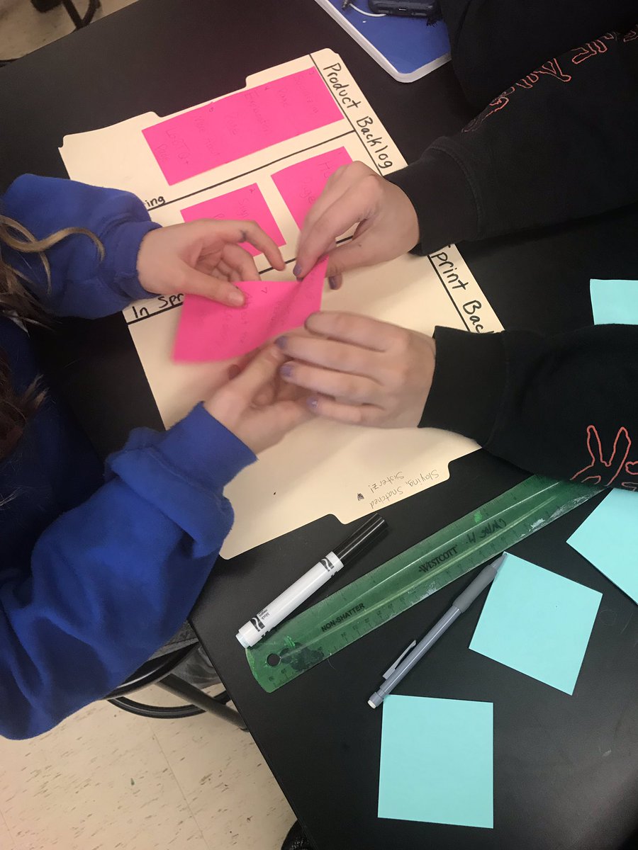Jennifer_Manly's tweet photo. First sprint planning meeting in the books for these 7th graders and their multipage websites. Topics range from school vandalism to LGBTQ+ issues to fighting racism and helping vets find jobs. Let kids do work that matters and prepare to be blown away. #agileined #AACPSAwesome https://t.co/lmePKA1WsN