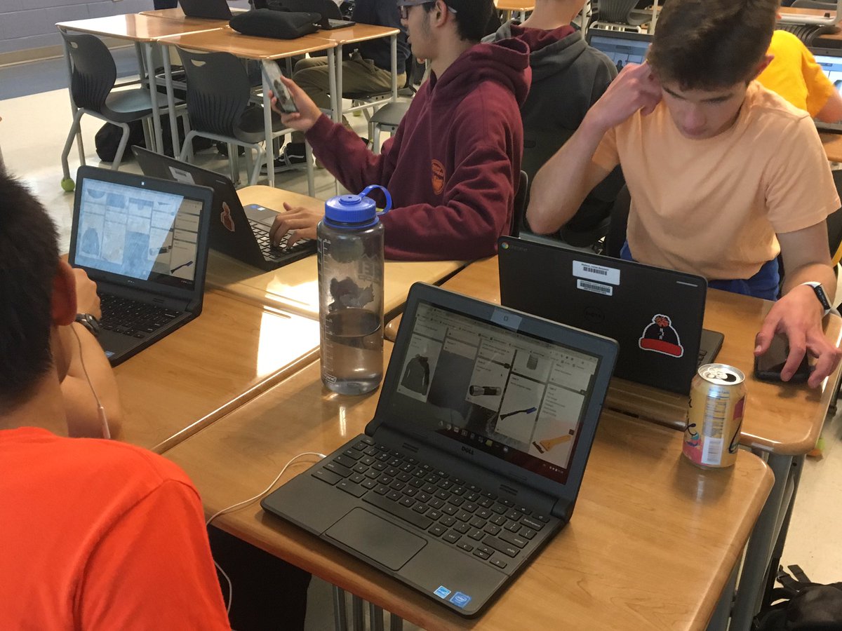 DougWickham's tweet photo. Always a good way to start the week with some #techgagement @BburgHSBruins. Peer evaluating emotion iMovie trailers in Mrs Widrig’s HPE and using @padlet for sharing ideas for winter car safety followed by GoogleDraw PSAs with Cs Metz & Sloss. #techsauce #WeTechAtBHS @mcps_va https://t.co/Zi8cGl6GFc