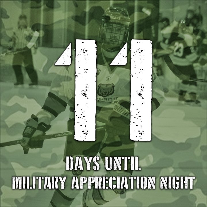 Just 11 more days until Military Night! We cannot wait to see everyone back at the Ice Haus next Friday supporting the Bears and all of the amazing members of the US Military!