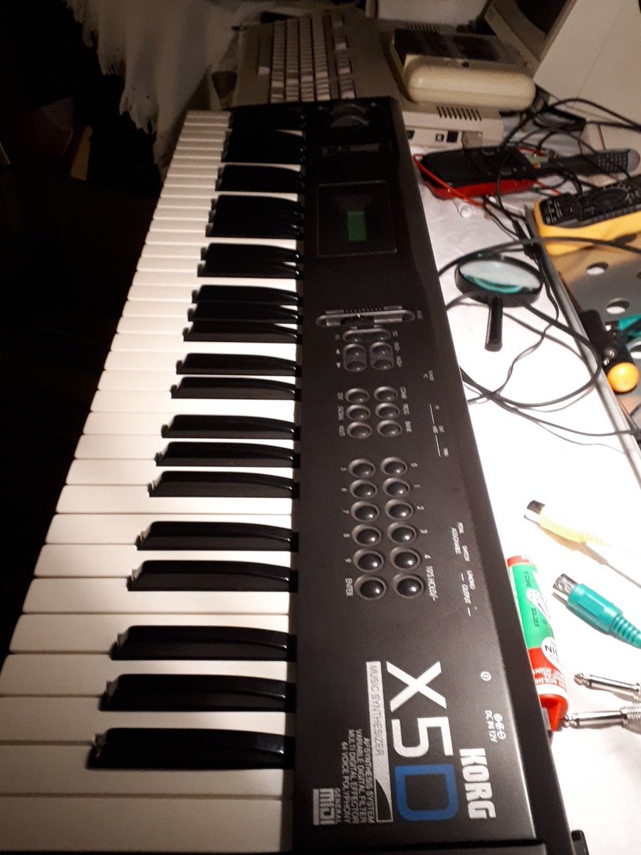 Arrayzable's tweet photo. Update on my #Korg #X5d project: Everything has gone wrong and I'm waiting for spare parts. They'll be here in a month or two 😶 If it fails, it's a great midi keyboard - 'cos midi still works 😂
#1995 #retro #synthesizer #DIY #repair https://t.co/9GIrbR1VdF