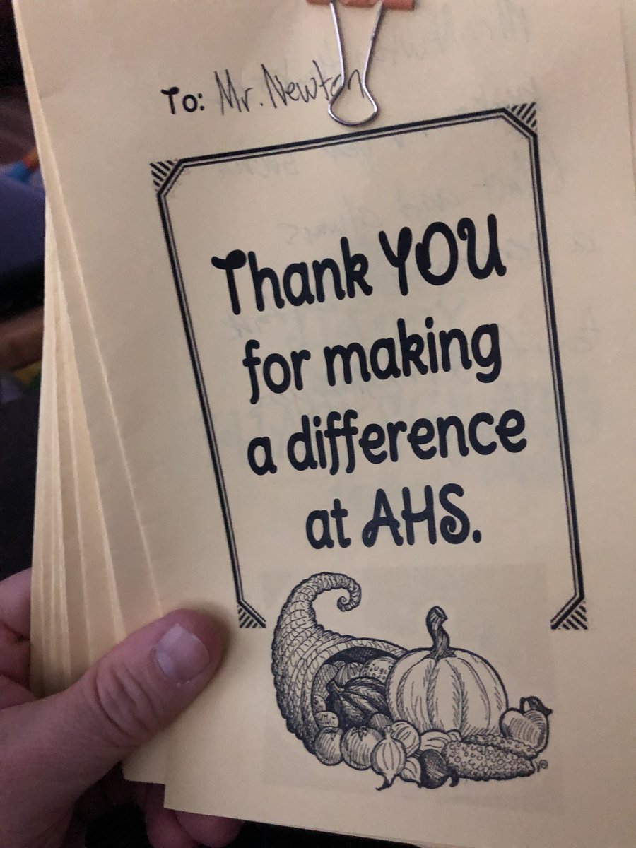 newt513's tweet photo. Received a stack of thank-yous from students today. Key words mentioned: trust, caring, life lessons, pushing me. But the one that stood out- “thank you for always saying hi to me in the hall”, from a student who never says “hi” back. - Kindness is easy to show and always wins! https://t.co/UjcPOfrUY5