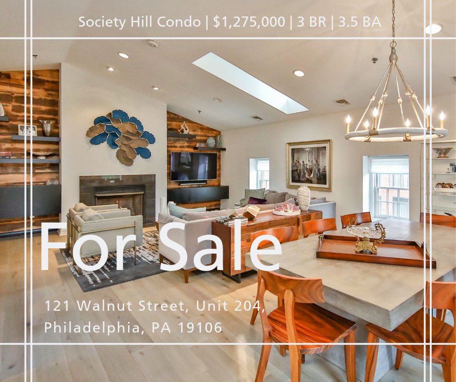 EWRhomes's tweet photo. For Sale: 121 Walnut Street, Unit 204, Philadelphia, PA 19106
Society Hill Condo | $1,275,000 | 3 BR | 3.5 BA
Click Here: https://t.co/w0prym8tEX
#forsale #condoforsale #condo #condominium #societyhill #philadelphia #philly #propertyoftheday #boutiquebuilding #realestate https://t.co/YTkMg5ZGDB
