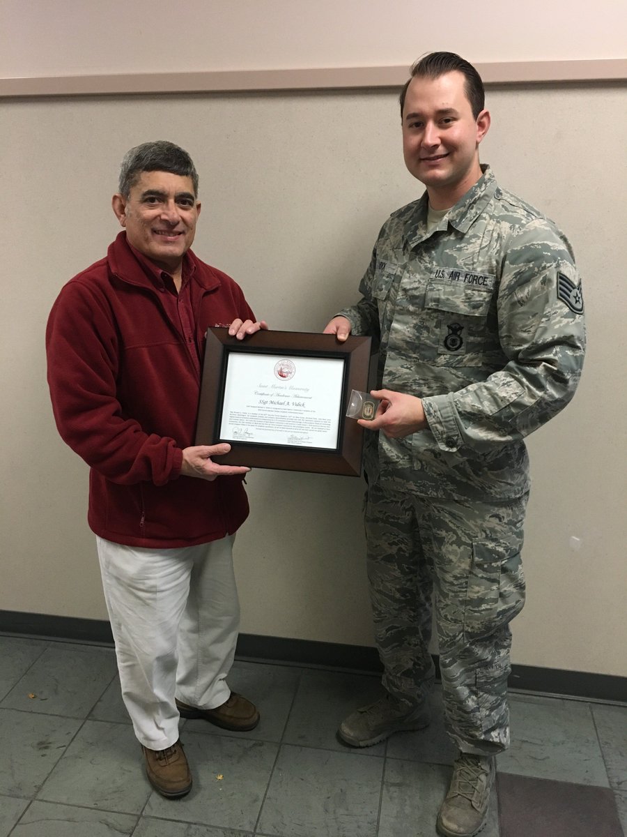 SMU_JBLM's tweet photo. Congratulations to Army Specialist Devin McLellan and Staff Sergeant Michael Vidick, selected as SMU 2018 Service Member Scholar Academic Achievement Award winners! https://t.co/feK78syWi0
