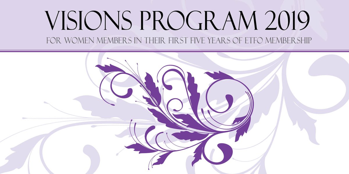 Are you an #ETFO woman in your first 5 years? Join our Visions Program! Sessions focus on developing an anti-oppression and feminist framework, building knowledge of our union, activism, and the labour movement. Register by Nov 30 at events.etfo.org/upcoming-events #OntEd #canlab