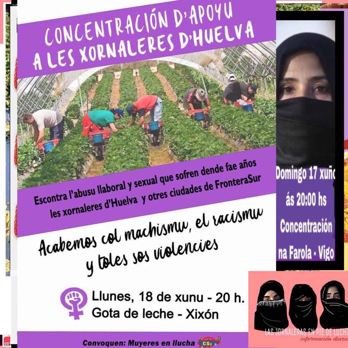 JornalerasFR's tweet photo. 📢 Gijón el 18 de junio a las 20h en Gota de leche
#Patriarcado #racismo y #capital: #AlianzaColonial
No más #AcosoSexual
No más #ExplotacionLaboral
No más #Racismo
#YoNoComproFresas ❌🍓❌ https://t.co/dMf9WwU0R4