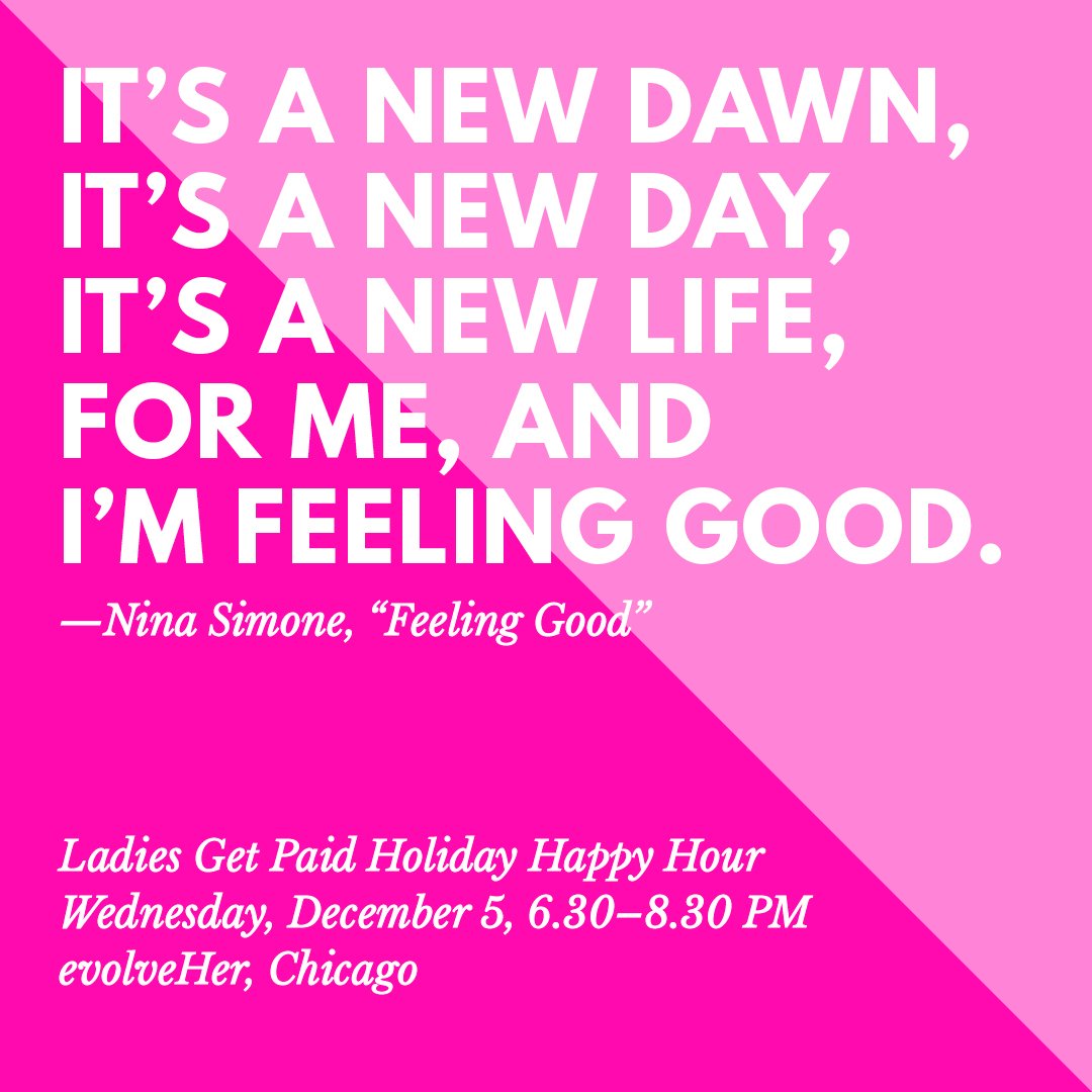 LGPChi's tweet photo. We're feelin' sooo good about 2018. Come share your #LadyBrag and tell us what had you singing Nina Simone this year!

https://t.co/CZVOIKUBur
12.05 | 6.30PM | @evolveHER | #winddown | #revup https://t.co/VgUlCEeFxo