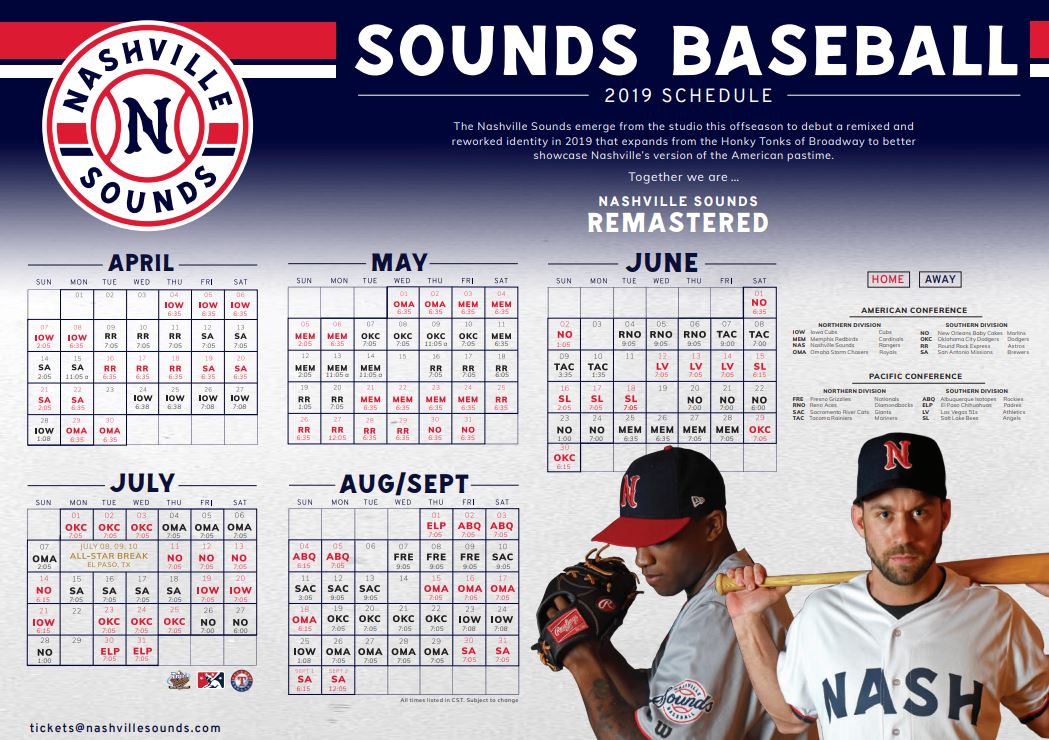 FOXNashville's tweet photo. New affiliate, new uniforms, new season! @nashvillesounds release 2019 schedule! https://t.co/ye15JKbYiq https://t.co/xZBvOhgdrC