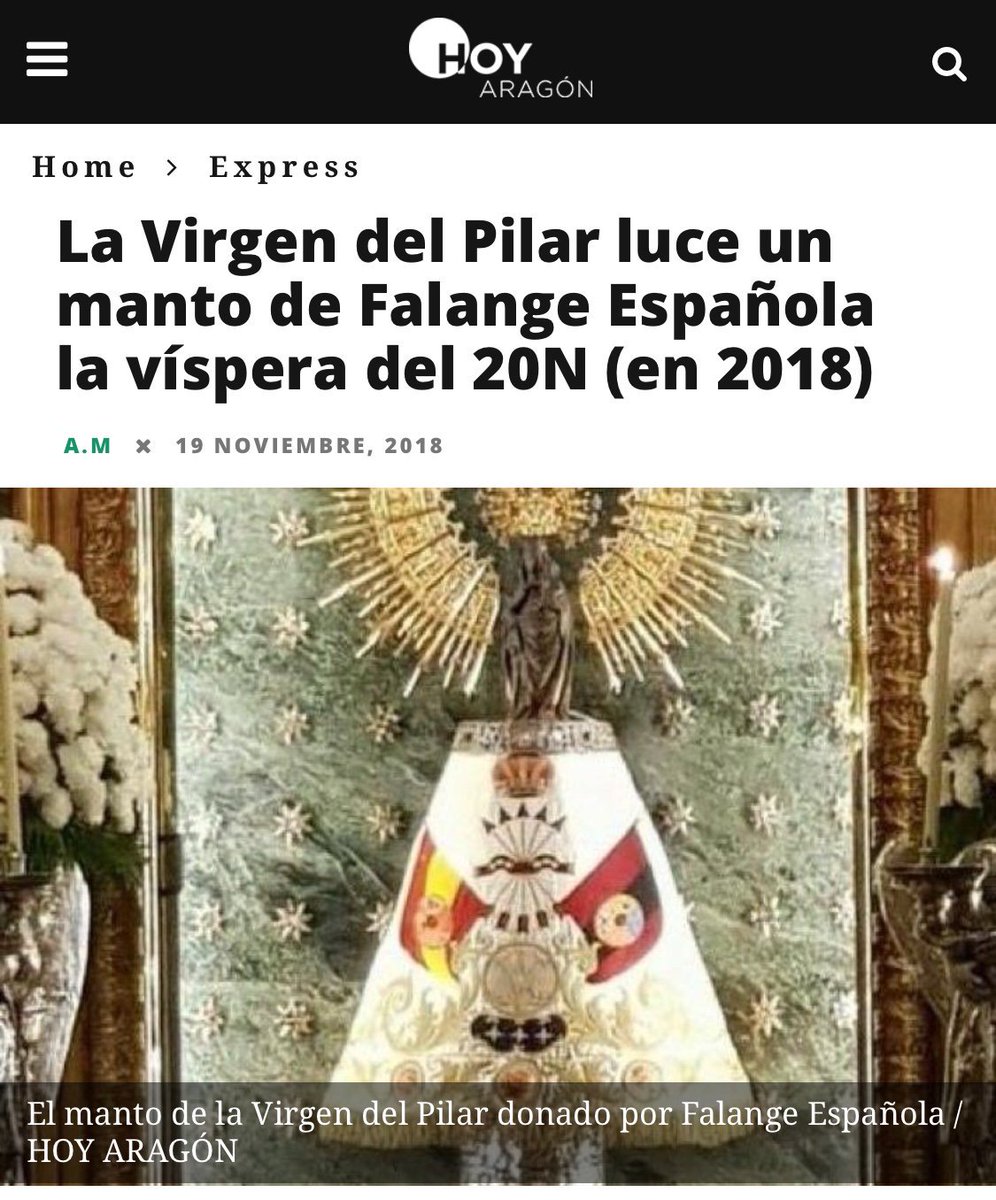 JavierLezaola's tweet photo. Franco le dijo a su sucesor aquello de "la unidad de España, Juanito" con el manto de la Virgen del Pilar delante (le acompañó en sus últimos días), así que esto 43 años después no deja de resultar significativo https://t.co/xtzc9nkGj5
