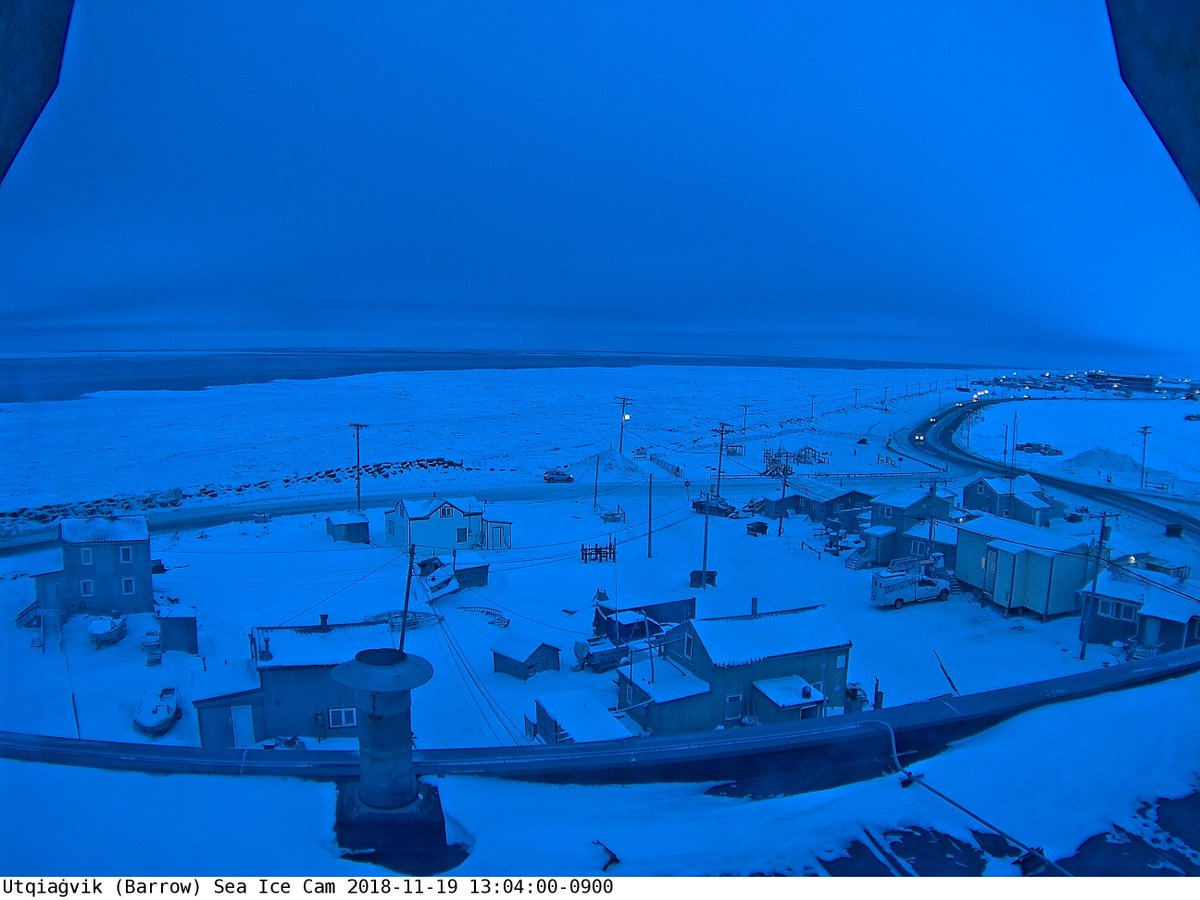 EdPiotrowski's tweet image. The sun set yesterday in Utqiaġvik (formerly Barrow), Alaska, at 1:44 pm AKST. While they do experience twilight, the cold hard truth is, the sun will not be visible until it rise again at 1:26 pm AKST on January 22nd...64 days from now. #akwx