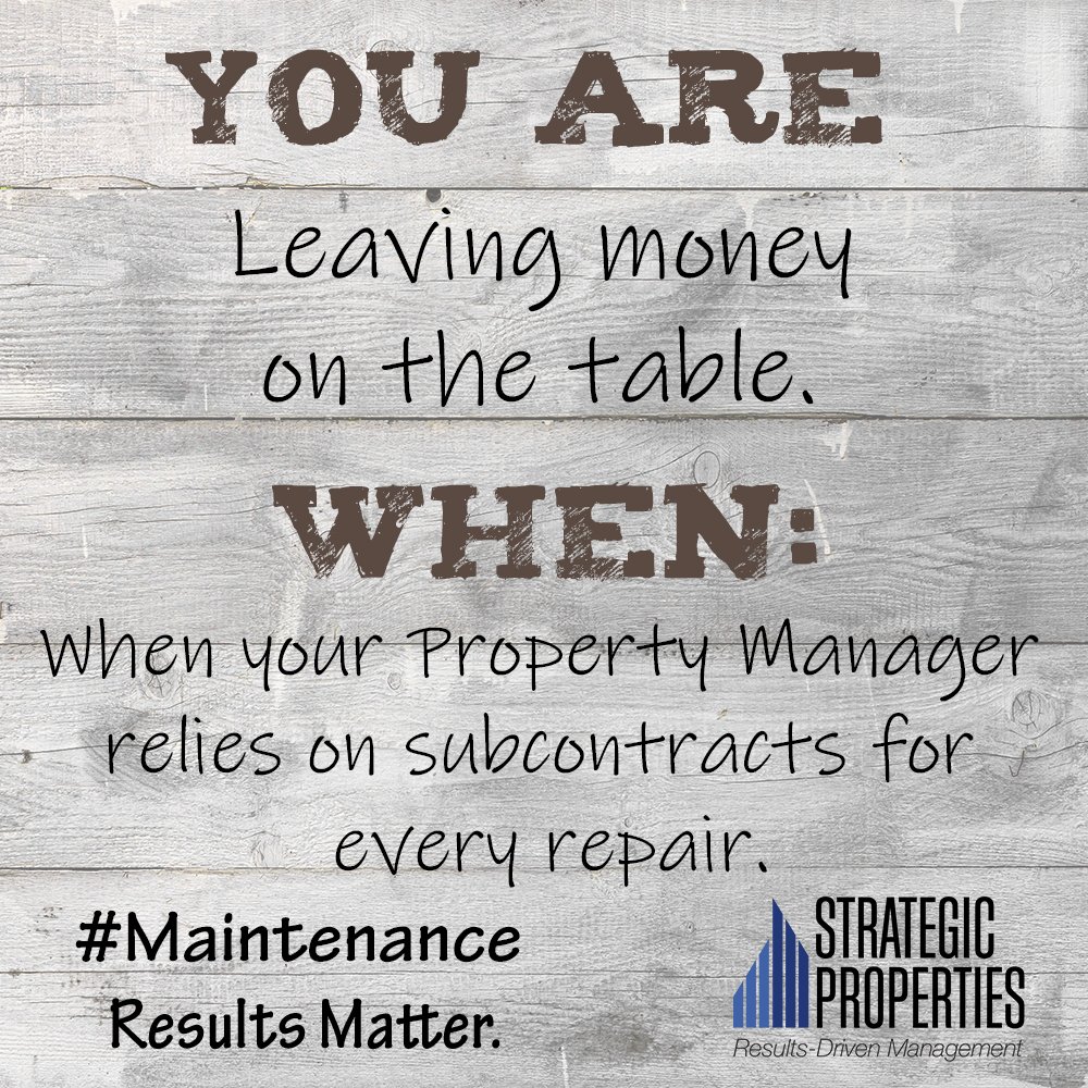 SPyourmanager's tweet photo. At Strategic Properties we have our own trained maintenance staff to take care of any maintenance request 24/7. #HowWeDoIt https://t.co/5q487XPotj