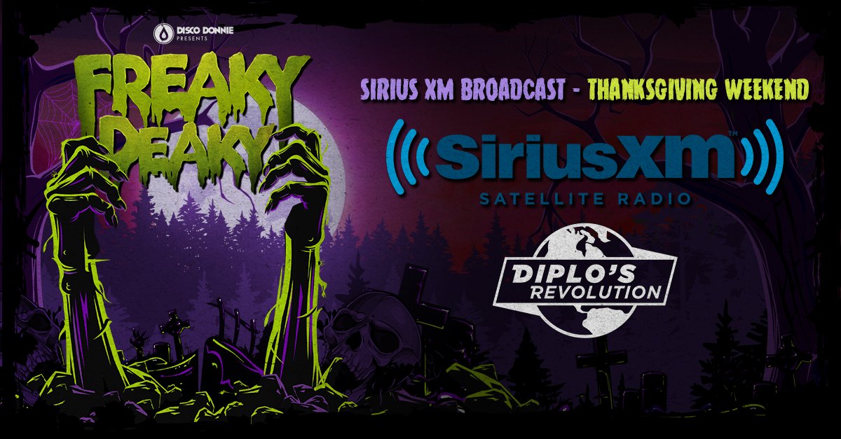 This holiday season, there’s even more to be grateful for with live sets from Freaky Deaky TX airing exclusively on Diplo’s Revolution on Sirius XM (Channel 52) beginning on Thanksgiving day! More info here: hive.co/l/fdtxsxm