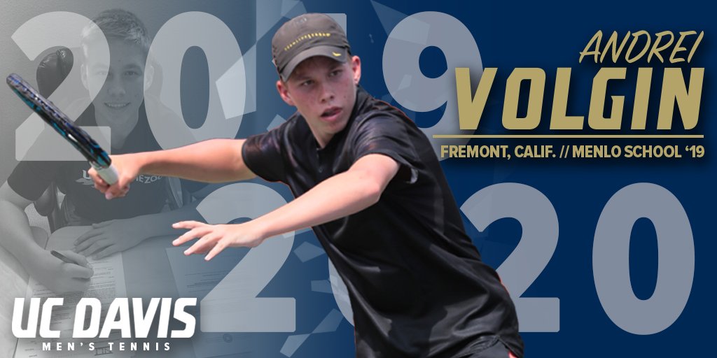 ucdavismtennis's tweet photo. Also signing an NLI this week is a five star recruit from Fremont, Calif., who will join the team in the fall of 2019! 💢
Welcome to the #AggiePack, Andrei Volgin! #GoAgs #AggiePride https://t.co/GKP6wwcEqF