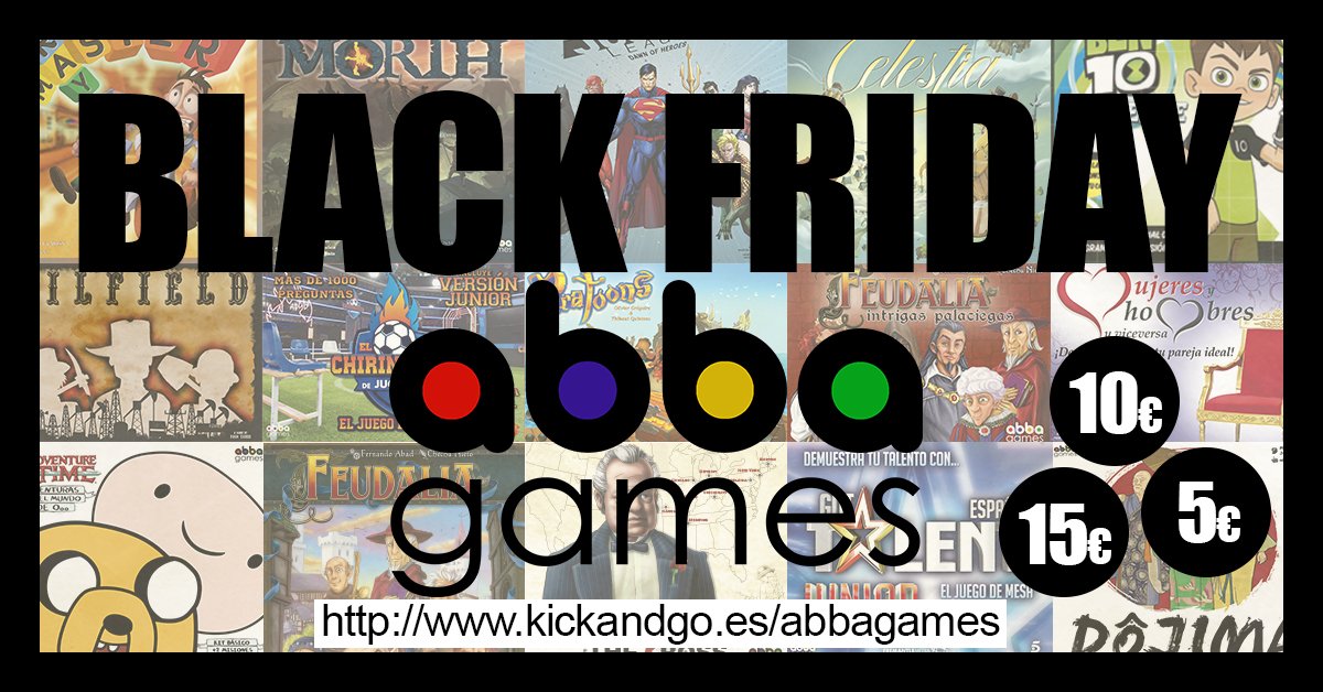 ESTAMOS DE REBAJAS!!!
Con motivo del Black Friday, y exclusivamente durante esta semana, puedes conseguir muchos de nuestros juegos a precios super reducidos!! 
Entra en kickandgo.es/abbagames y aprovecha estas ofertas!!