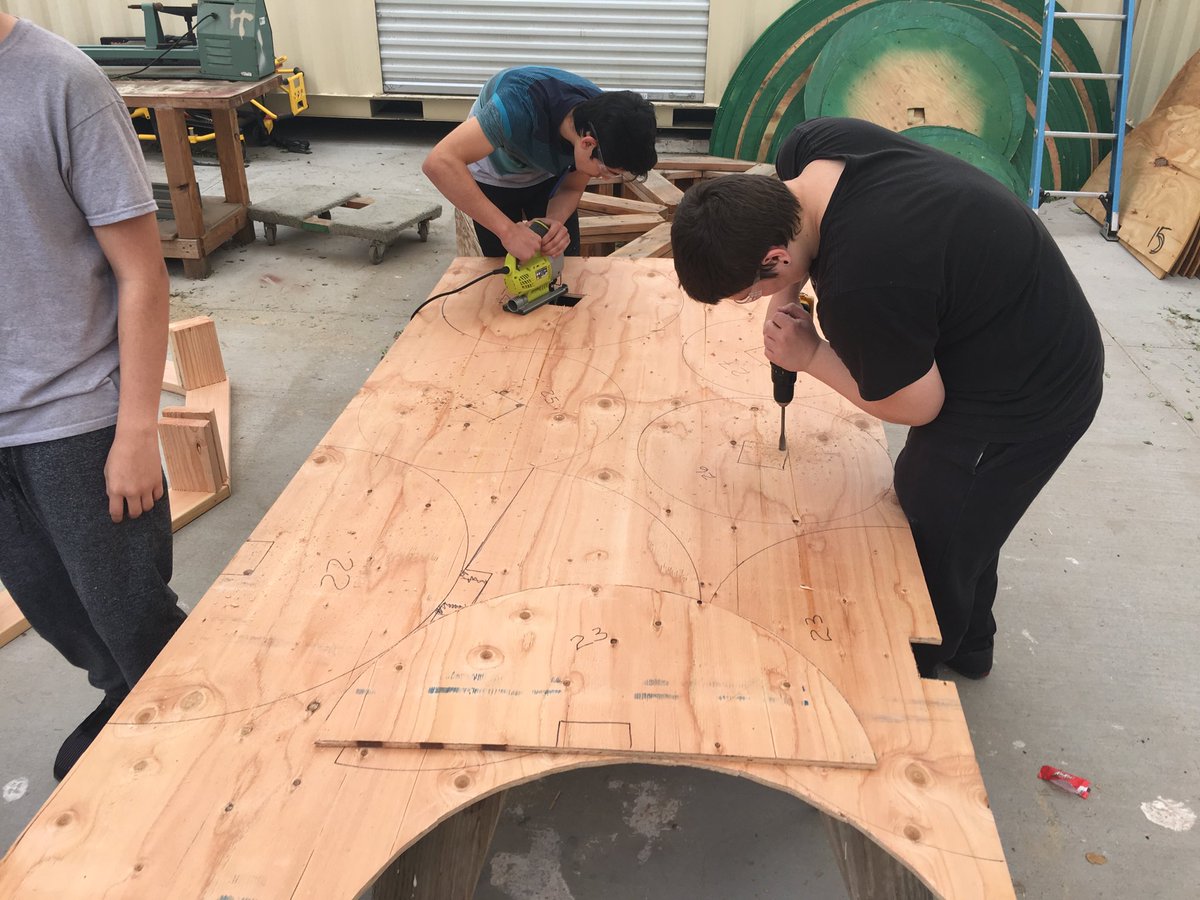 acecharterhigh's tweet photo. ACE Charter students working on building new canned-tree stands for food share to feed those in need during this holiday season. Each tree stand will hold over 10,000 cans of donated food items! #researchdesigncreate https://t.co/XJft0YEibL