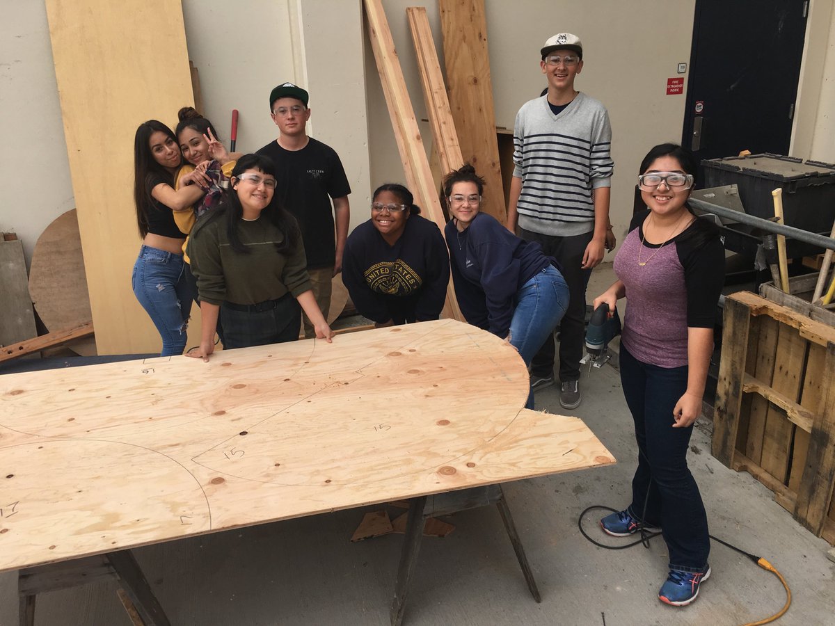 acecharterhigh's tweet photo. ACE Charter students working on building new canned-tree stands for food share to feed those in need during this holiday season. Each tree stand will hold over 10,000 cans of donated food items! #researchdesigncreate https://t.co/XJft0YEibL