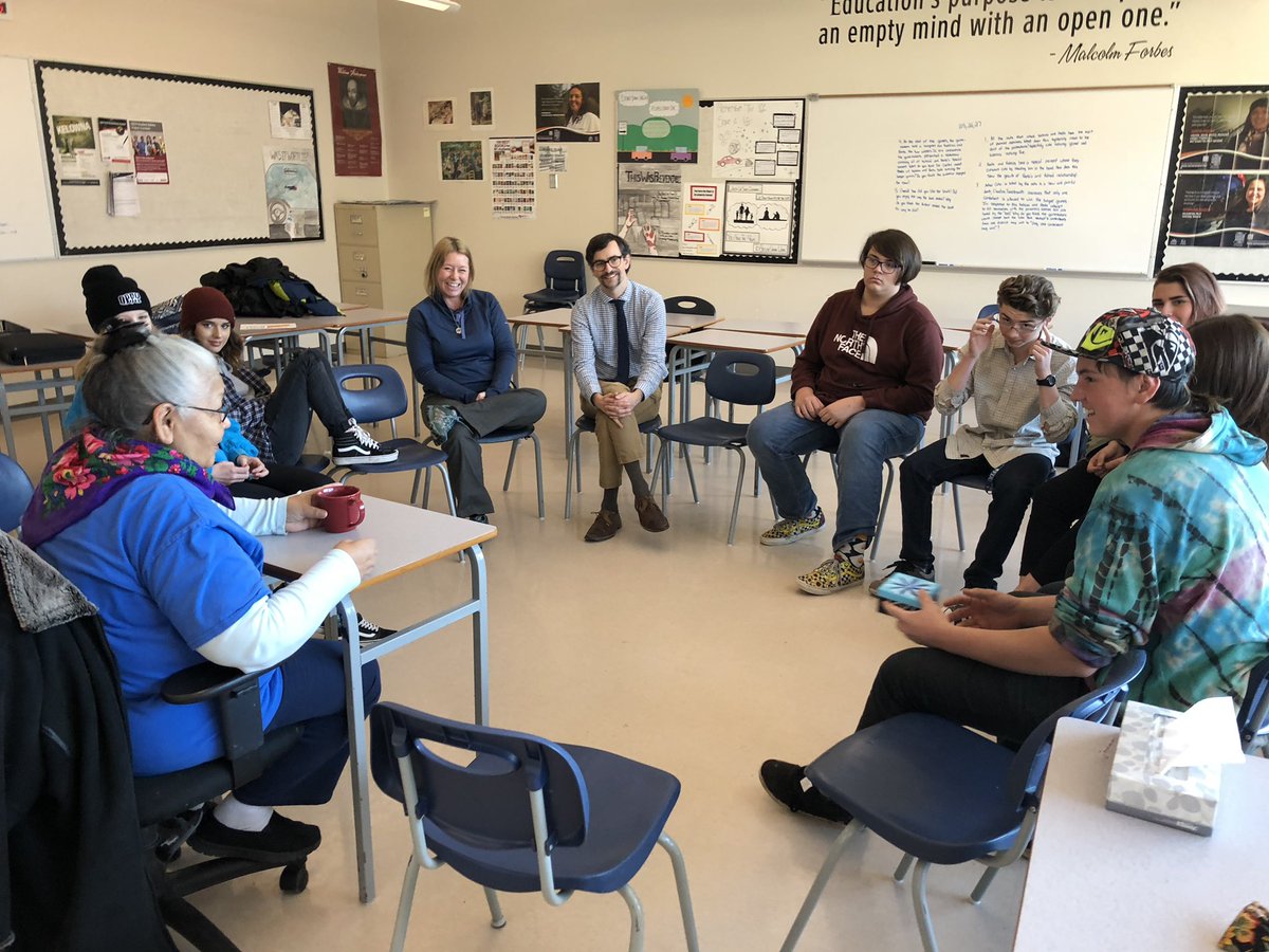Syilx Elder guest speaker Grandma Gracie came in to share her residential school experience and life story with our English First Peoples 10 students #sosslearns