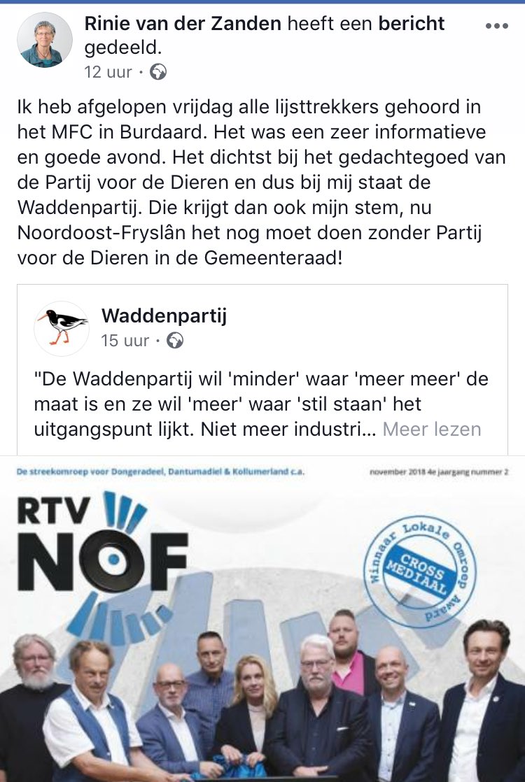 Mooie steun! ⁦<a href="/PvdDFryslan/">PvdD Fryslân</a>⁩ : stem in Noardeast-Fryslân op de <a href="/waddenpartij/">Waddenpartij</a>