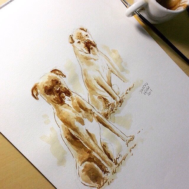 Uma das minhas pinturas feitas com café. One of my paintings created only from coffee