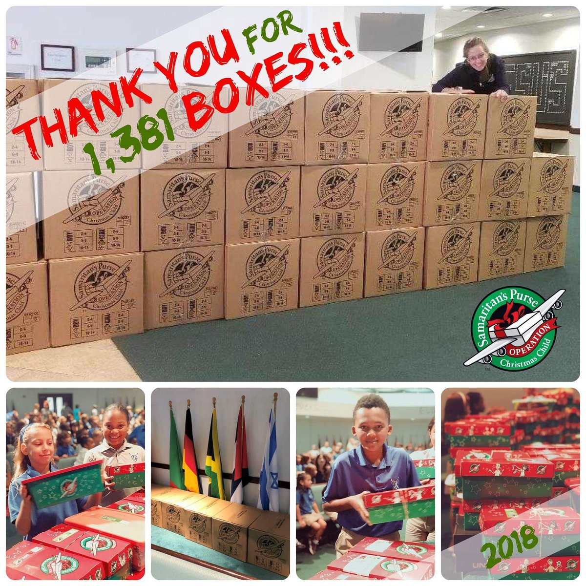 gracechurchsfl's tweet photo. Thank you, Grace & Highlands! Together we packed & brought in 1,381 shoebox gifts to help share the love of Jesus w/children around the world! The cartons were taken to Lake Worth today, then to Georgia & across the globe!
#operationchristmaschild
#goodnewsgreatjoy
#gbcfl https://t.co/zgkb3nGKWK