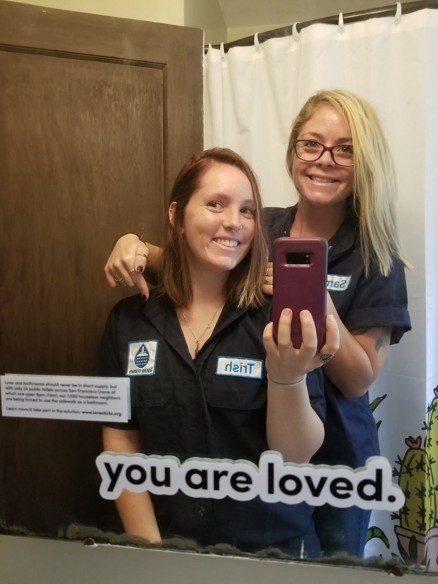lavamaex's tweet photo. Our wonderful mobile service coordinators want to let you know that #YouAreLoved as part of #LavaMae's participation in #WorldToiletDay! Thank you @asergeeva for leading this project! Get involved at https://t.co/e6ZKehmo5L https://t.co/8gvUGU6ZpN