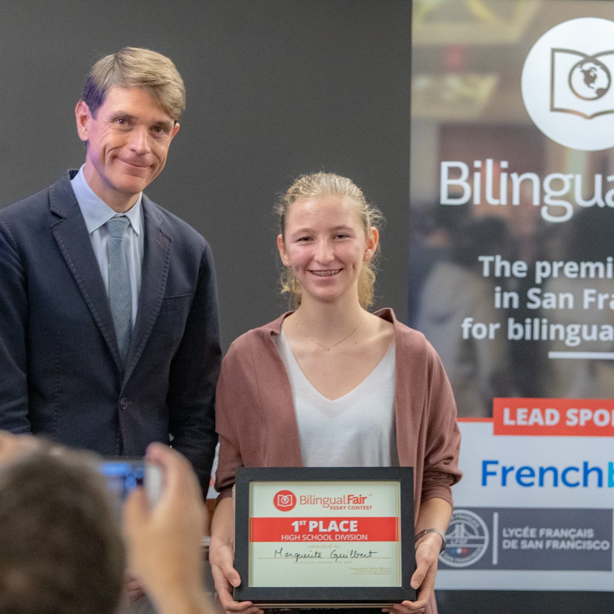 lelyceeSF's tweet photo. We are congratulating Marguerite Guilbert, Gr10 and Hanna Partovi, Gr8 for winning the essay competition organized on the occasion of the Bilingual Fair. This was a Bay Area competition and we are very proud of them! #LFSFcreate @ortegaLFSF #bilingual https://t.co/KJrcN8YAGm