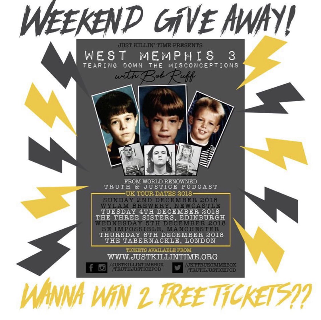 JKTtruecrimebox's tweet photo. Let’s extend this a little to include twitter too 🤫retweet and let us know your preferred city for a chance to win! 🤞🏻🤞🏻🤞🏻@TruthJusticePod #westmemphisthree @wylambrewery @IMPOSSIBLE_Mcr @threesisterspub @TabernacleW11 https://t.co/ikVYHhUVTu