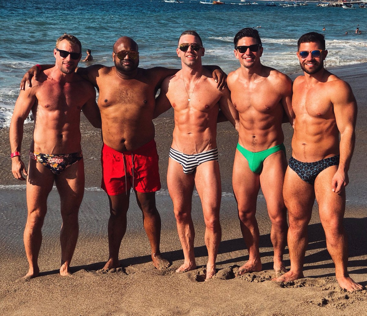 SteveGrandMusic's tweet photo. Beach day with these boys. Happy Birthday Locoya! Performing tomorrow at @act2entertainm1  9:30 pm :D!

#beach #puertovallarta #mantamarbeachclub #mantamar #speedo #shirtless #guys #instagay https://t.co/XeKWsFT2oa