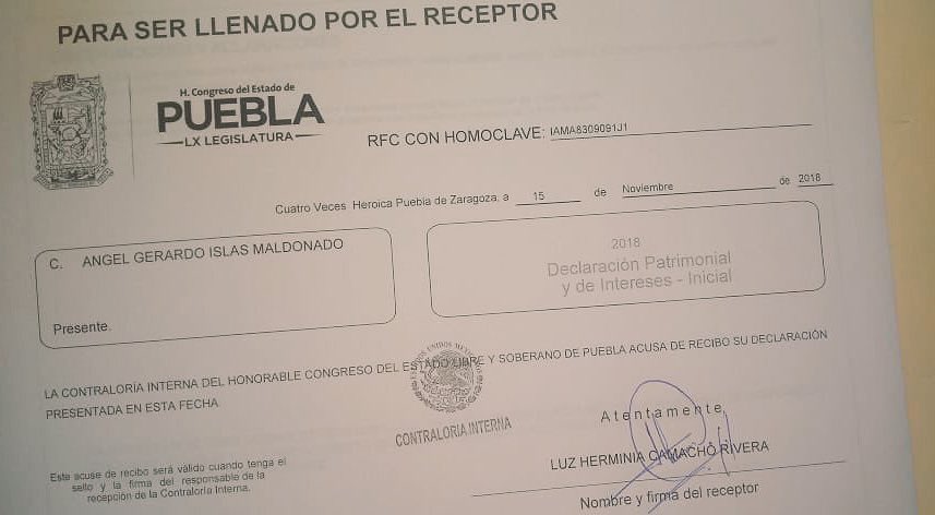 RutaElectoralmx's tweet photo. Puebla: Informa @gerislas diputado local por @NuevaAlianza la entrega de su  Declaración Patrimonial en tiempo y forma https://t.co/lkygarf7QT