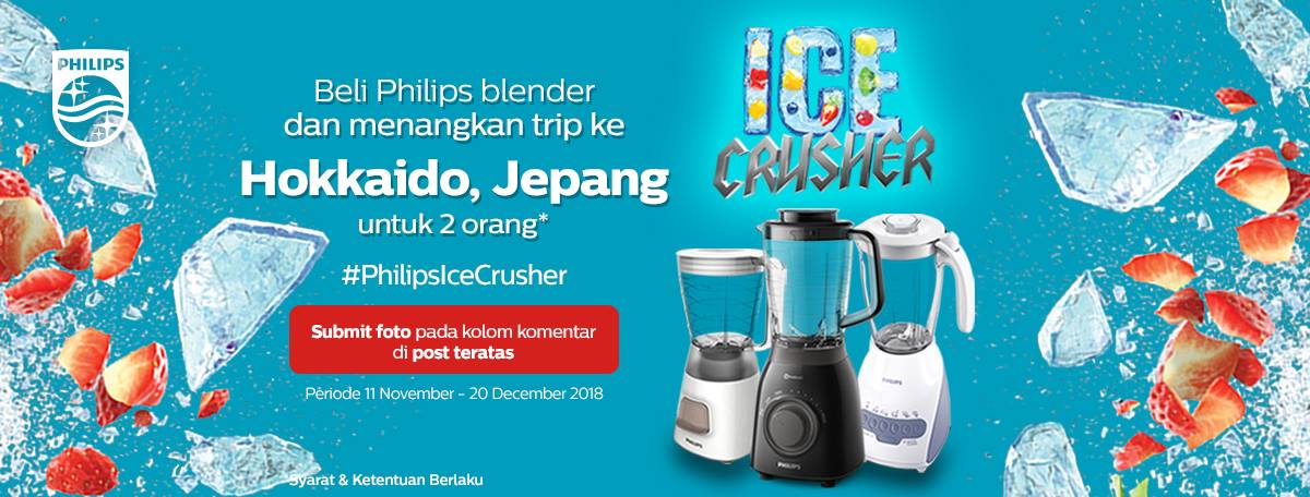 Beli Philips Blender tipe apa saja di <a href="/LazadaID/">Lazada</a> dan menangkan Liburan Gratis ke Hokkaido, Jepang untuk 2 orang!
Ditunggu hingga 20 Desember 2018, Jangan sampai ketinggalan! baca disini bit.ly/2DLWOUe #PhilipsIceCrusher
