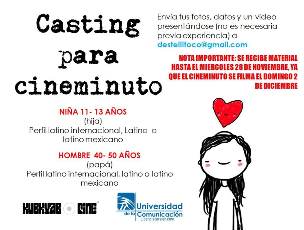 audicionesmx's tweet image. Casting para Cineminuto #audiciones
