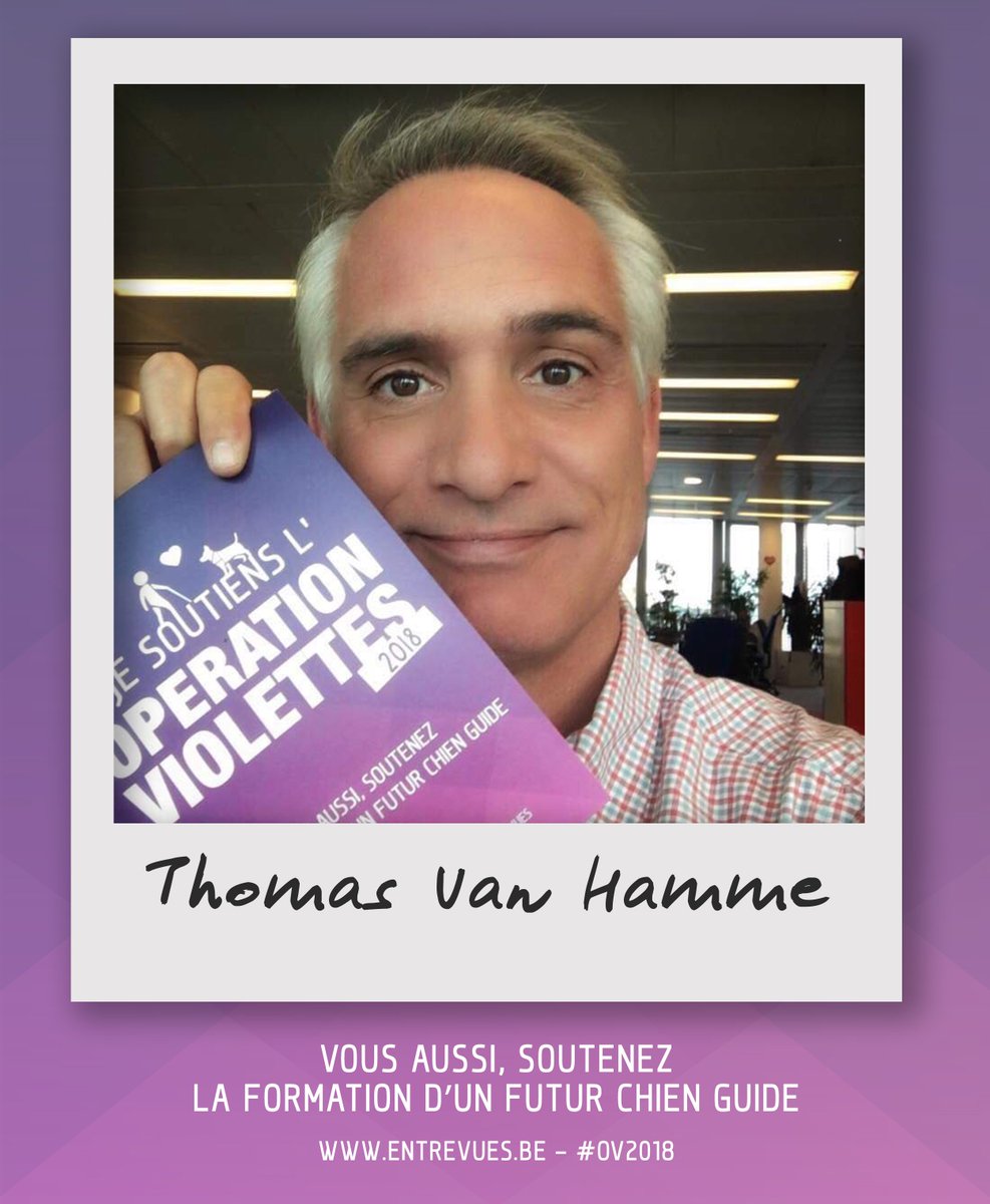 ASBLEntrevues's tweet photo. Comme @ThomasVanHamme, soutenez vous aussi la formation d'un futur chien guide.
#OV2018 #OpérationViolettes #ChienGuide https://t.co/4S1O1giIL2
