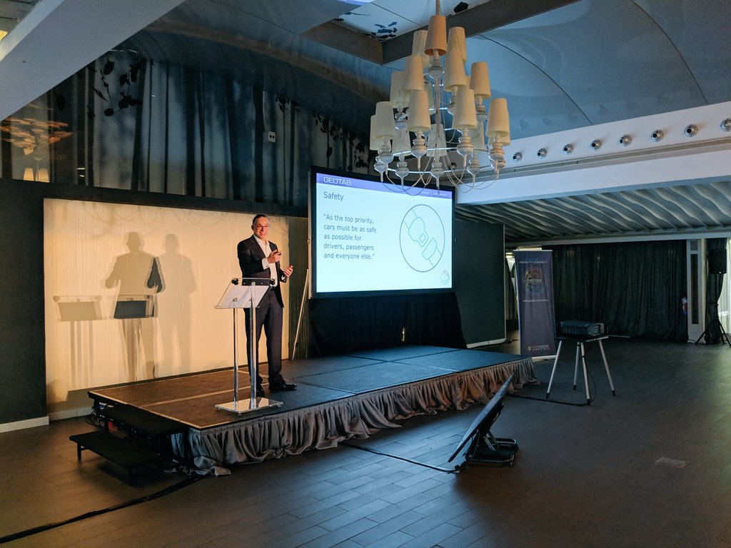GEOTAB's tweet photo. Geotab's EVP, Dirk Schlimm, discusses why connected vehicle security is important - and why we have to tackle it as an industry! #GeotabConnect #FleetEuropeSummit https://t.co/1nwpYcXZvG